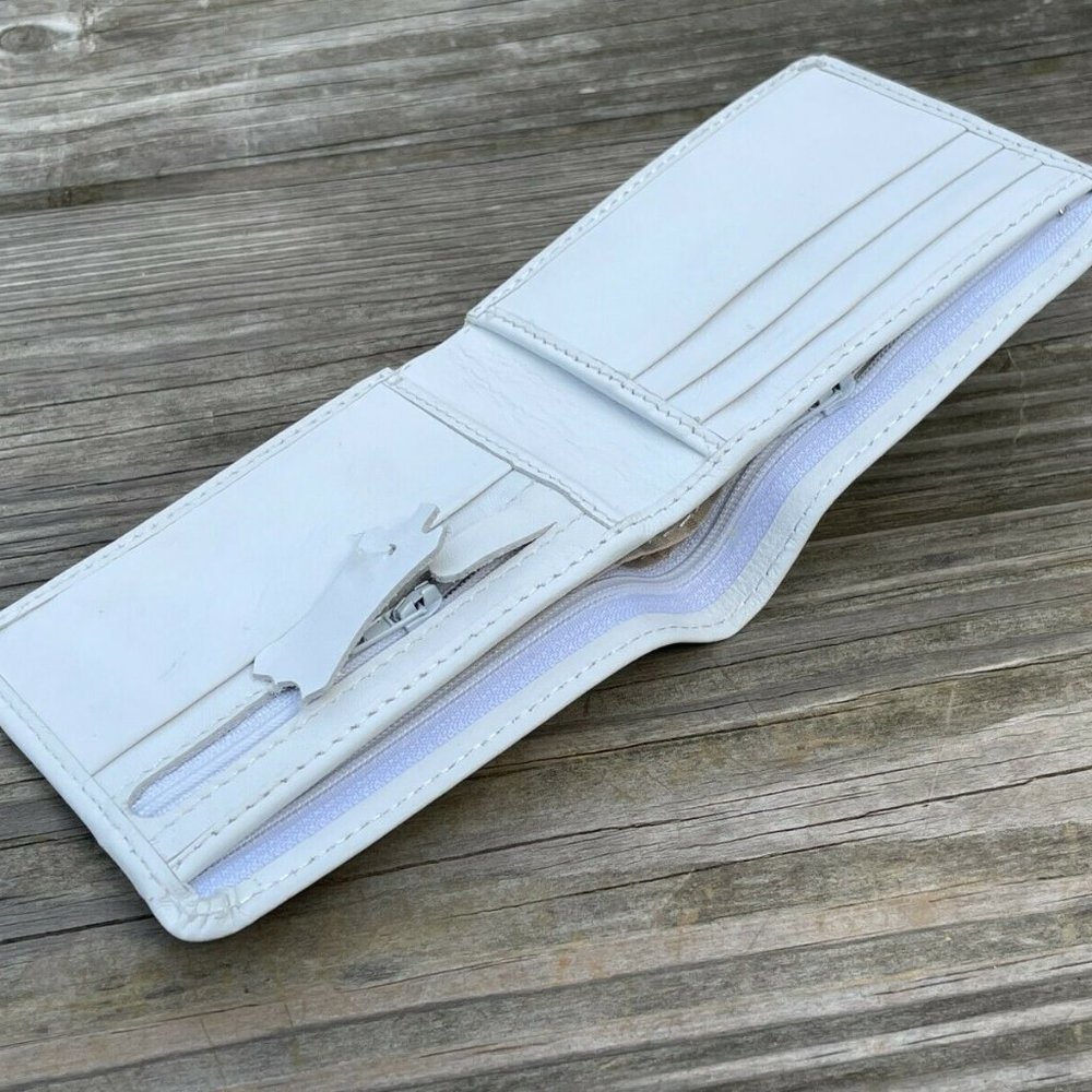 White Card Holder Handmade Bifold Men Wallet Genuine Leather Purse